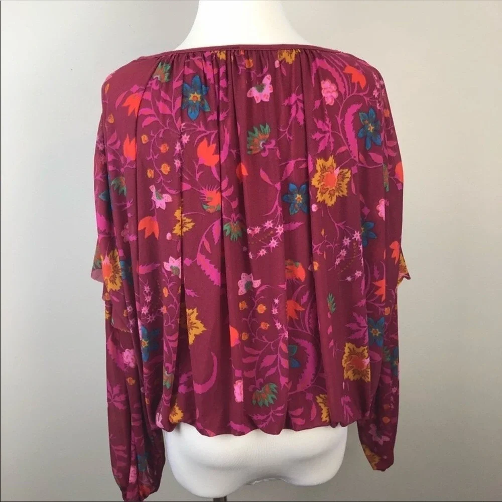 Free People‎ Wildflower Honey Floral Romantic Boho Top Small Cottage Core